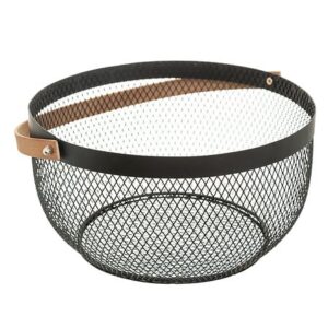Apaļš metāla grozs ar rokturi, melns – 29 cm