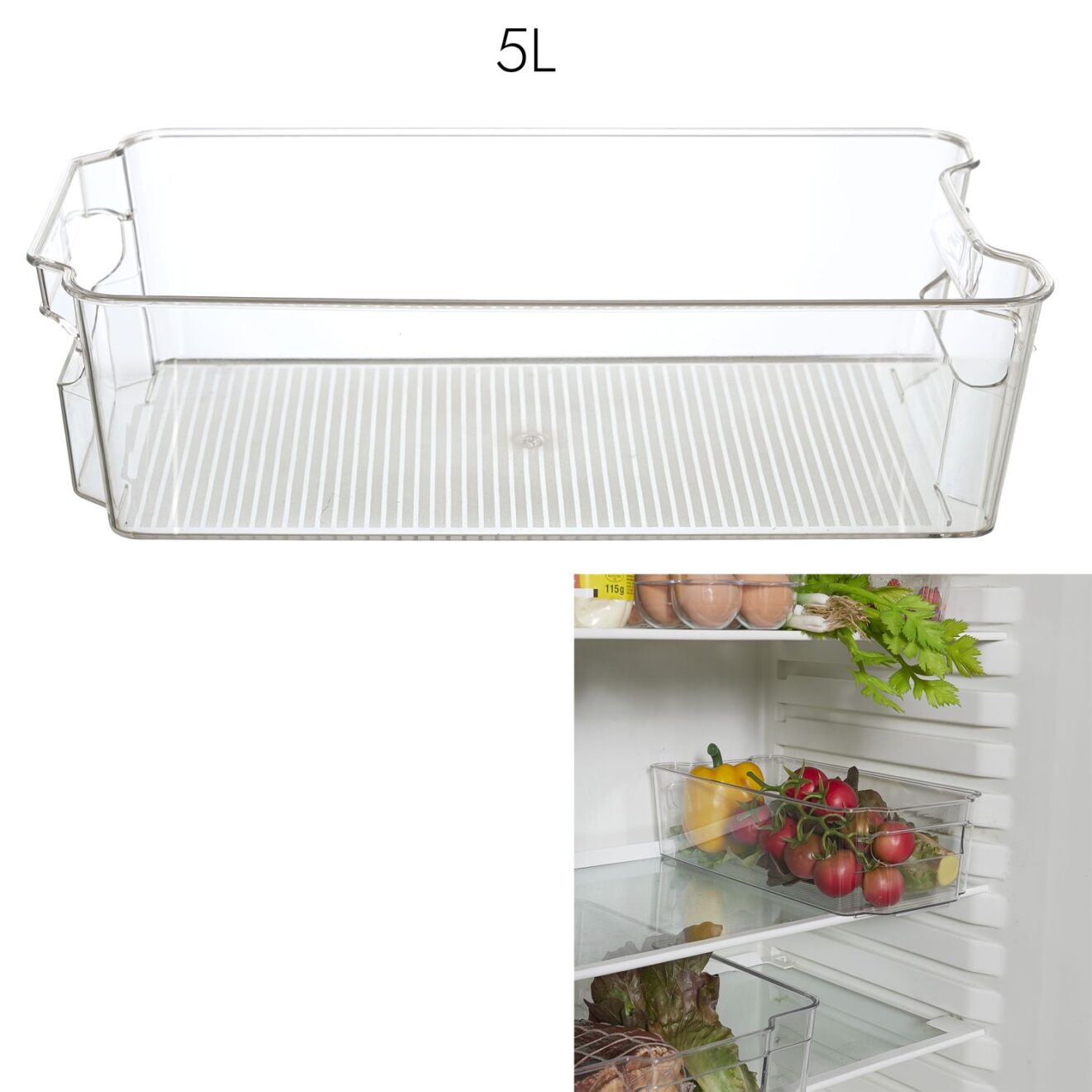 Caurspīdīgs ledusskapja uzglabāšanas trauks 5L – 32x16x9 cm