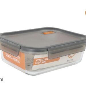 Hermētisks stikla pārtikas trauks ar vāku, 1500 ml