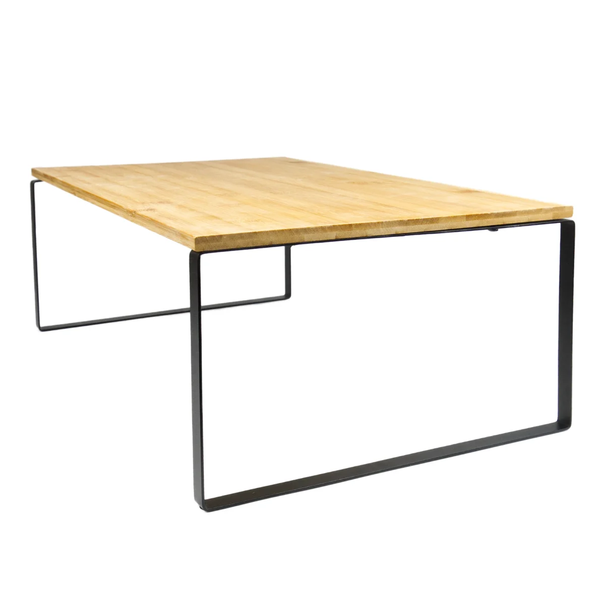 Virtuves plaukts ar koka virsmu un melnu metāla rāmi – 50x30 cm