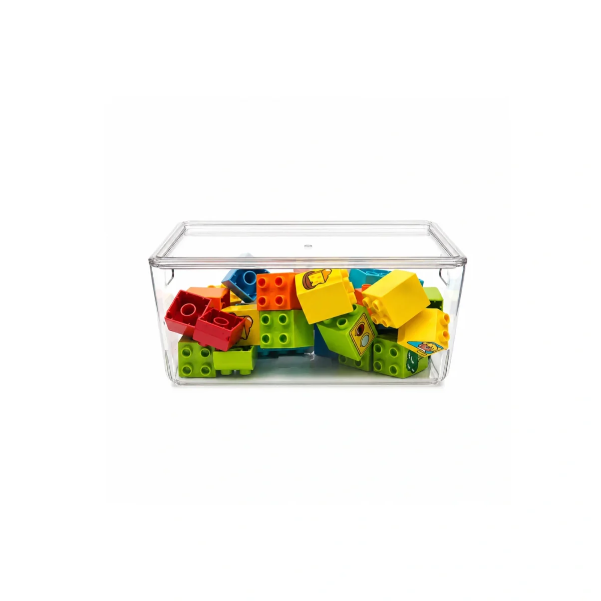 Caurspīdīga plastmasas uzglabāšanas kaste ar vāku 4L LEGO kluču un rotaļlietu uzglabāšanai