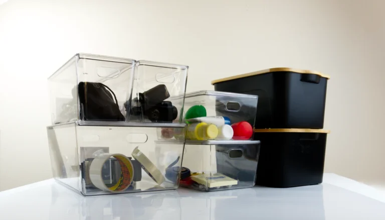 Caurspīdīgas uzglabāšanas kastes ar vāku mājas lietu organizēšanai